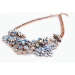 Anastasia Blue Multi Crystal Flower Bib Necklace